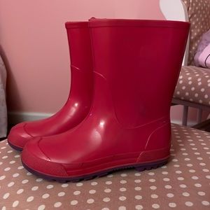 Pink rain boots